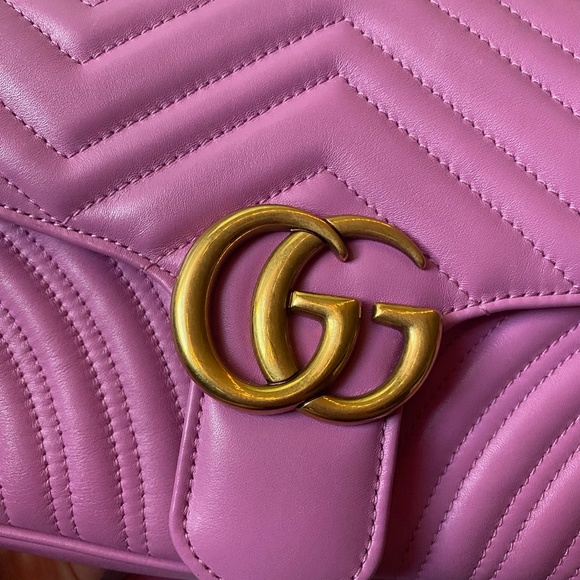 WOW! GORGEOUS SMALL GUCCI MARMONT BAG IN PINK - Picture 7 of 12